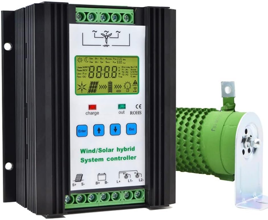 3000W Wind Solar Hybrid Charge Controller with LCD Display,24V/48V Automatic Wind and Solar Charge Controller , 1500W Wind + 1500W Solar Wind Power Accessories Intelligent Regulator