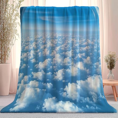 Kuscheldecke 100 X 130 cm Flauschig Bequeme Warme Wohndecke Höhe Wolken Ruhe Blau Weiß Tagesdecke Sofa Bett Couchdecke Kinderzimmer Wohnzimmer Sofadecke