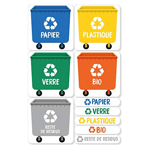 Haberdashery Online 5 Stickers Recyclage. Étiquettes Autocollants pour la Gestion des déchets. Chacun de 4,8 x 4,8 cm Cover