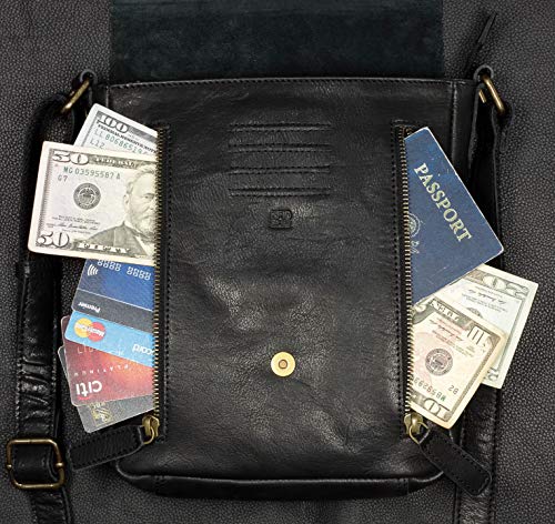 Image of Genuine Leather Crossbody Purse and Handbags - Crossover Bag Over the Shoulder