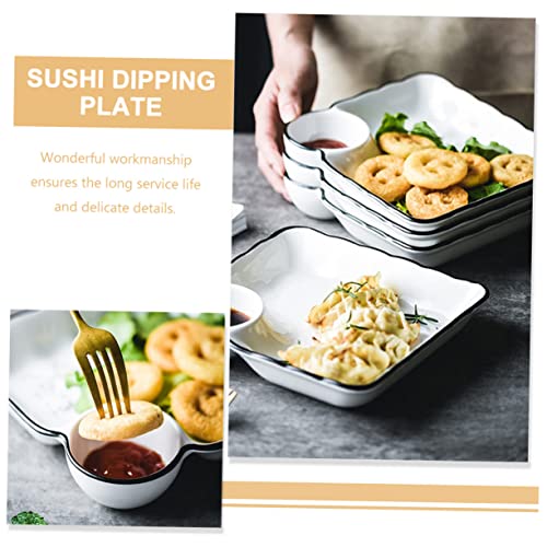 Plato cerámico para sushi y dumplings 2 piezas miniatura 3