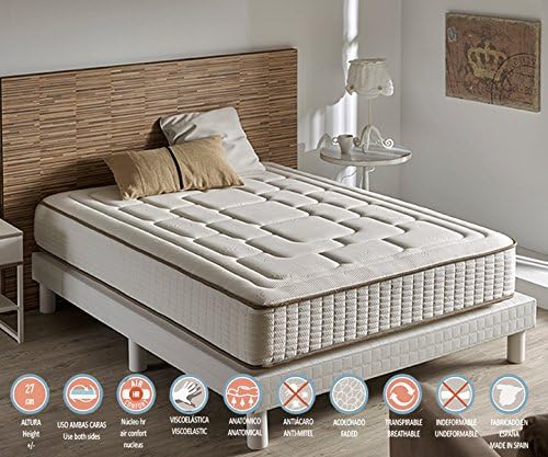 Viscoelastic Mattress Luxury Comfort Cashmere 10.5" high (150x200cm)