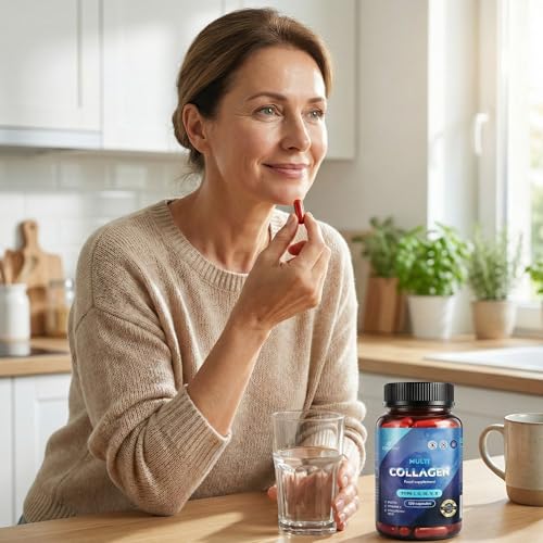 Multi Collagen Supplement for Women & Men - Hydrolyzed Bovine & Marine Collagen Type I, II, III, V, X with Vitamin C, Hyaluronic Acid, Biotin - Made in EU - 120 Capsules - Image 5