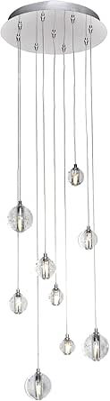 Polished Chrome/Bubble Glass 9 Light Led 12.75In. Wide Pendant from The Harmony Collection