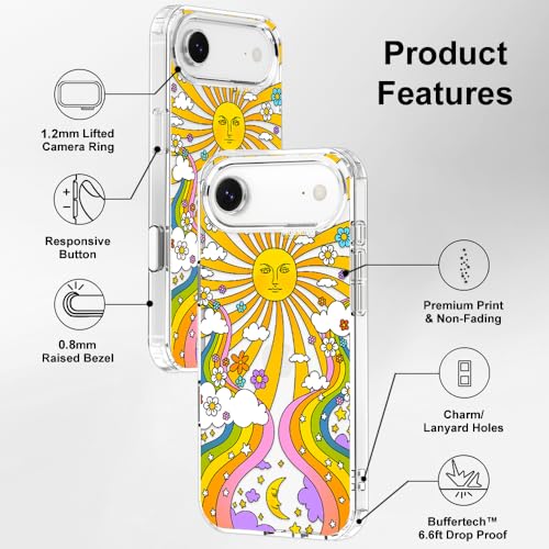MOSNOVO for iPhone Air Case | Military Grade 6.6ft Drop Tested | Camera Control | Clear with 70's Psychedelic Groovy Art Design by MOSNOVO - Used condition - Image 7