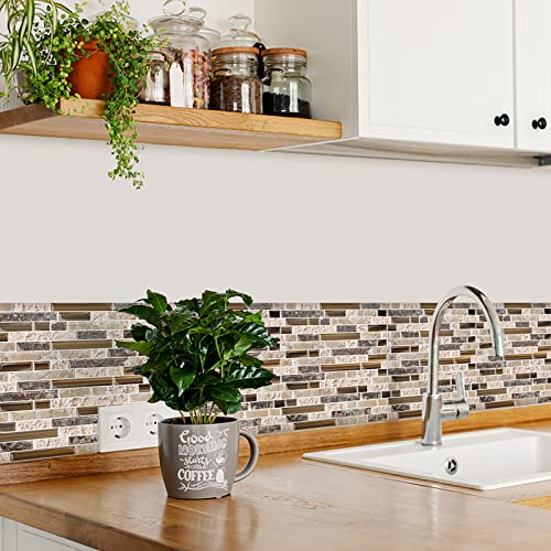 Yipscazo Peel And Stick Backsplash Tile For Kitchen Adhesive Stick On Backsplash Laundry Bathroom Textured Vinyl Sticker Wallpaper Smart Tile In Sandstone (10 Sheets 10 Inchx10 Inch) #TOP2