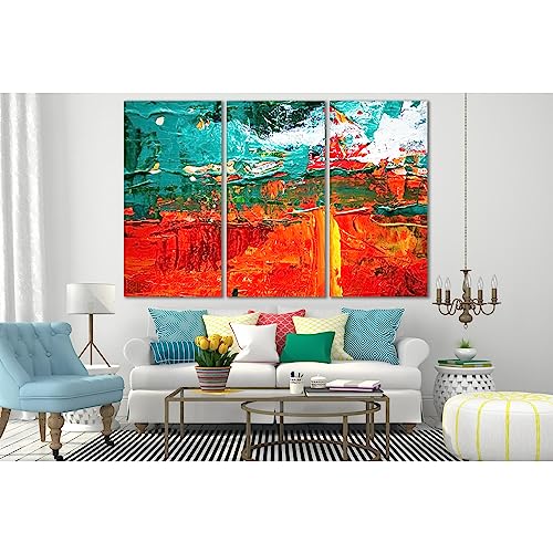 Peinture abstraite multicolore prête à accrocher ZELLART 3 panneaux