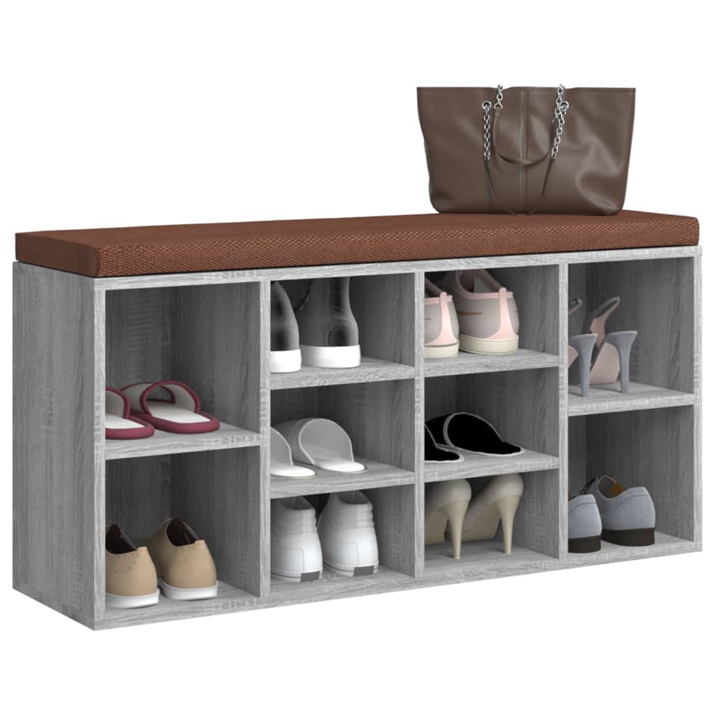 Banc à chaussures 103x30x48 cm Bois d'ingénierie Gris Sonoma Couleur chêne