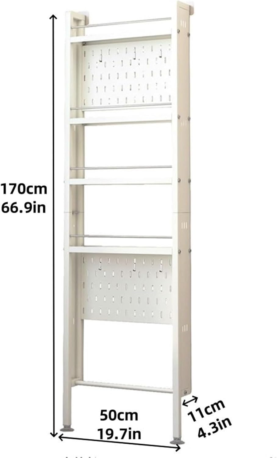 5 Tier Ultra Thin Behind Door Storage Rack Metal Organizer Narrow Storage Cabinet for Bathroom Entryway​ Lightweight(White)