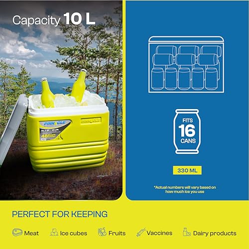 Image of Pinnacle Primero Chiller Ice Box Small 10 LTR |Fits 16 cans| Holds Ice Up to 48 hrs |Portable Insulated Cooler IceBox with Drink Holder | Perfect for Car Travel, Picnic,Hiking, Medical, Sport