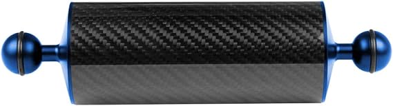 Carbon Fiber Float Buoyancy Aquatic Arm Dual Ball Floating Arm D60MM Camera Underwater Diving Tray (8 inch,Blue)