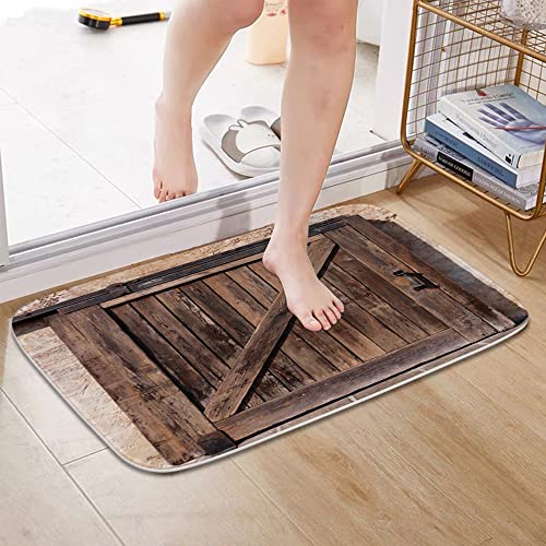 Bauernhaus Holz-Scheunentür Rustikale Badezimmerteppiche und Matten-Set, 3-teilig, Memory-Schaum-Badematte, U-förmige… – Bild 7