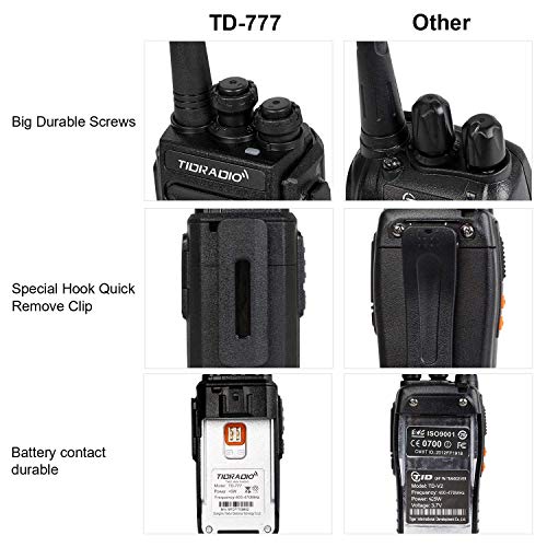 TIDRADIO TD-777 Two Way Radio Rechargeable Long Range 2Way Radios UHF Radio VOX 2 Way Radios Walkie Talkies for Adults with Secret Service Earpiece 10 Pack