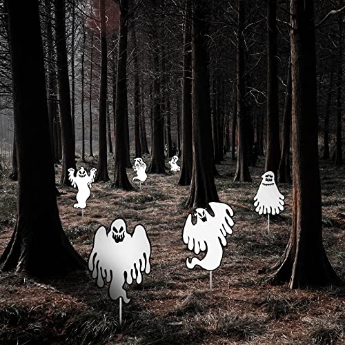 Halloween Outdoor Decorations Yard Signs, 6 Pack Ghost Or Cat Decor Yard Signs With Stakes Optional, Scary Silhouette Lawn Signs For Halloween Garden Front Yard Decorations Outside, Lawn Decorations F #TOP6