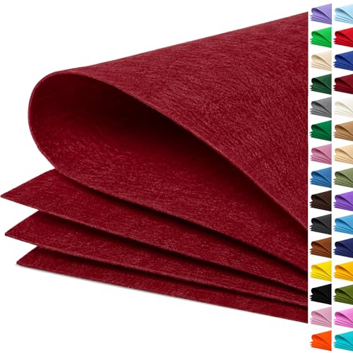 Image of Wine Red Large Felt Fabric 36 inch x 36 inch (1 Square Yard), 1mm Stiff Felt Sheet, Nonwoven Fabric for Crafts, DIY Projects, Art, Sewing, Lining & Decorations