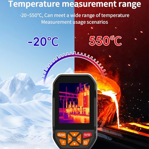 Luocute Wärmebildkamera, 300 X 225 Super-IR-Auflösung, Tragbare Infrarotkamera mit 2600 MAh und 8 GB Speicher, für Ingenieure, Elektriker, Bauinspektoren
