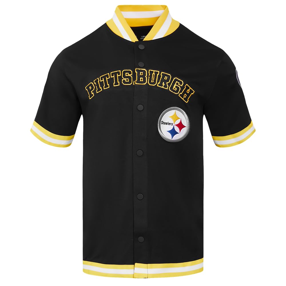 Pro Standard Mens NFL Pittsburgh Steelers Classic Chenille Button Down Black/Yellow XL