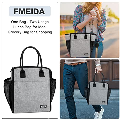 Fmeida Insulated Lunch Bags For Women Men Reusable Lunch Box Bag Lunch Tote Bag With Front&Side Pockets Leakproof Thermal Lunch Cooler For Work Picnic Beach Travel #TOP5