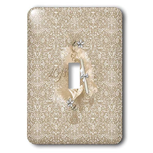 3dRose Graduation 2018 Diploma Hearts Crystal Flower single toggle switch