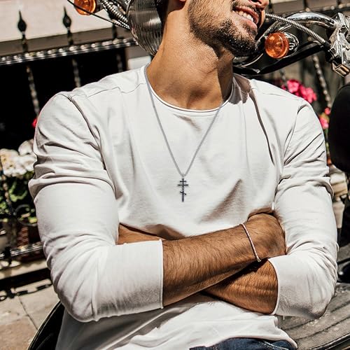 Eastern Orthodox Cross Necklace Sterling Silver Christain Greek Eastern Orthodox Jewelry Gift for Men2