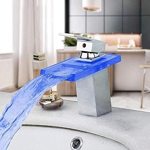 Robinet de salle de bain à LED avec mitigeur de lavabo cascade à levier unique