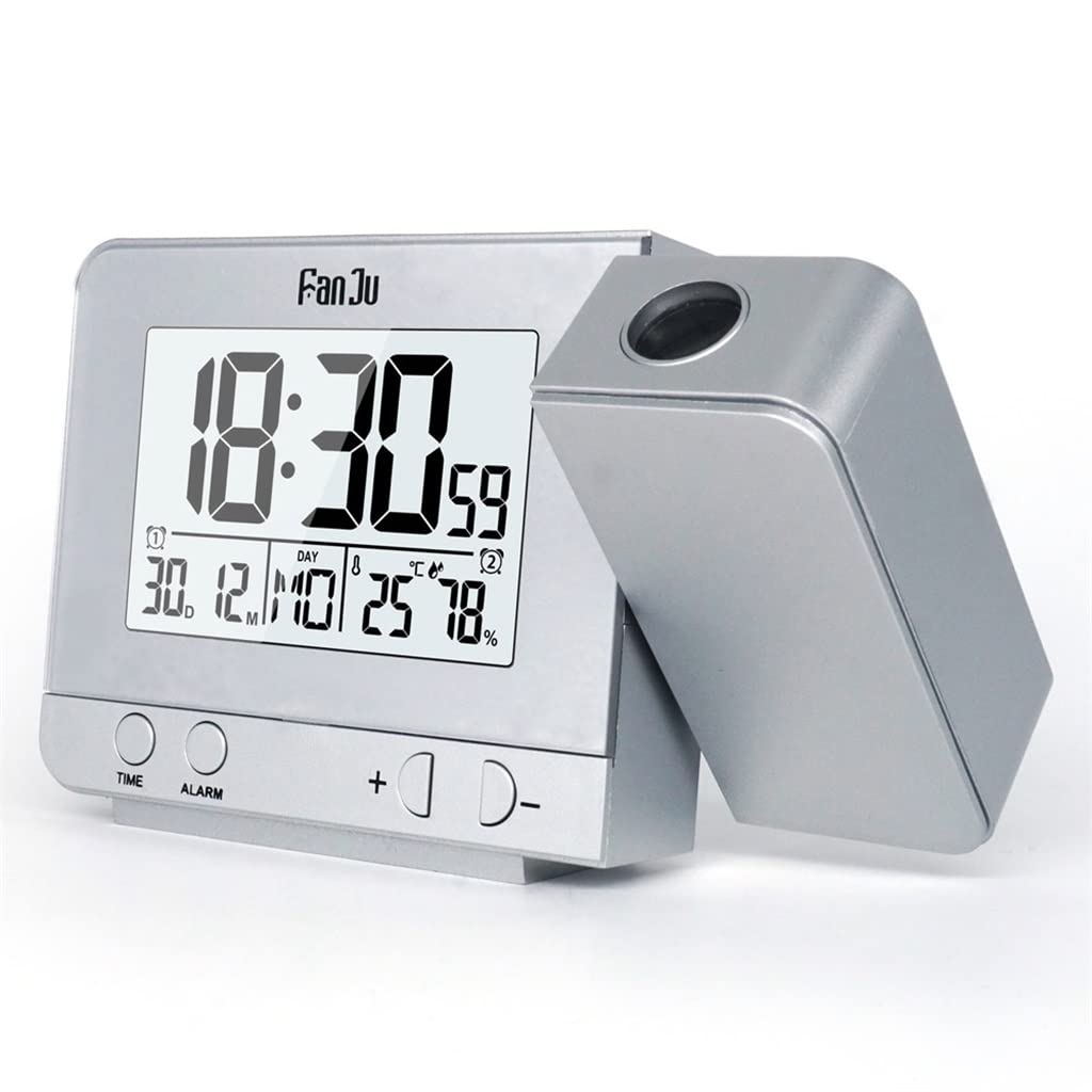 NSUQOA LED Digital Snooze Alarm Backlight Projector Thermometer Clock Wall Time Temperature Projection OneColor