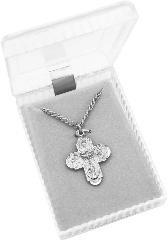 Rosemarie Collections Religious Gift Traditional Catholic Small Four Way Medal Pendant Necklace, 24" - Image 5