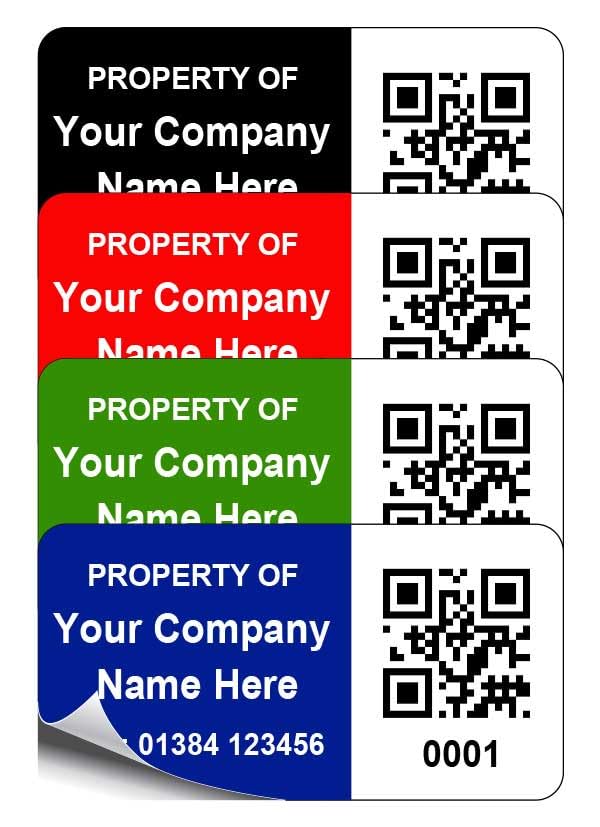 250 Personalised Custom QR Code Asset Inventory Labels - 38mm x 20mm Permanent Synthetic PP Labels - Simply Choose a Colour, Add Information and Identify Numbers Required (P/NO. CQRAL10)