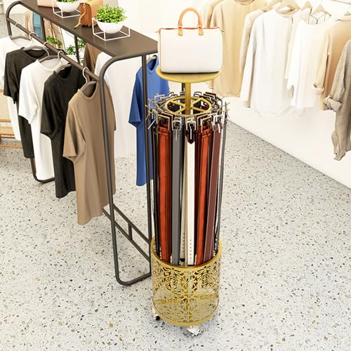 Soporte giratorio de 360 grados para cinturón con ruedas, organizador de bufandas resistente para exhibición al por menor, accesorio de armario para hombre que ahorra espacio, fácil montaje