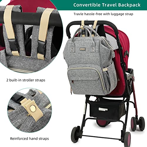 Image of GAIVP Diaper Bag Backpack, Diaper Bags for Baby Girls Boys, Baby Bags for Moms Dads, Nappy Changing Bag with Insulated Pockets,Multi-functional Waterproof Backpack with Stroller straps - Grey