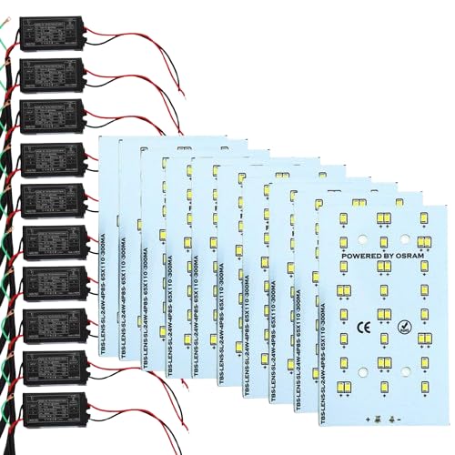 Image of Technobeam 24W LED Plate with Driver for Street Light Repair | Aluminum PCB 1.5mm | 6V 150mA LED Segments | 72V 300mA Driver Included | Durable | Ideal for Street Light Refurbishment,White, Pack of 10