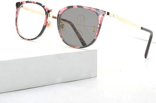 Progressive Multifocal Glasses Transition Sunglasses Photochromic Reading Glasses Women Points for Reader Near Far Sight Flower, +0