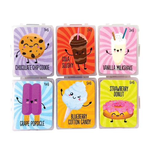 Raymond Geddes Link Up Scented Kneaded Erasers (Series One - 36 Pieces) - 6 Moldable Eraser Designs with Snap Case - Fun Puzzle Kids Erasers