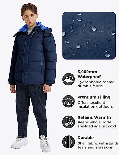 wantdo Boy's Fleece Winter Coat Waterproof Puffer Jacket Warm Winter Jackets with Hood4