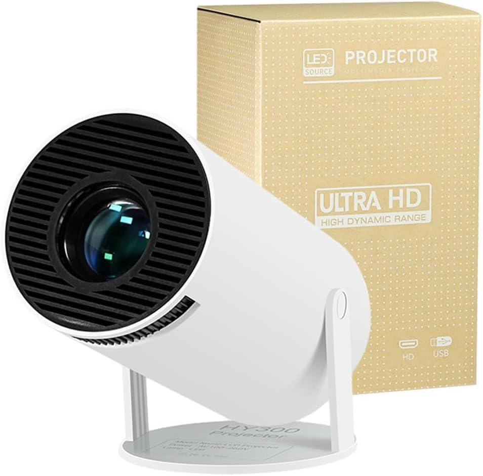 HY300 PRO Mini Portable Projector Support 4K 1080P with Dual-Band WIFI6 5G Wireless 5.0 Bluetooth Android 11 160 ANSI 180 Rotatable Auto Keystone Correction 35-130 Screen Video Projector