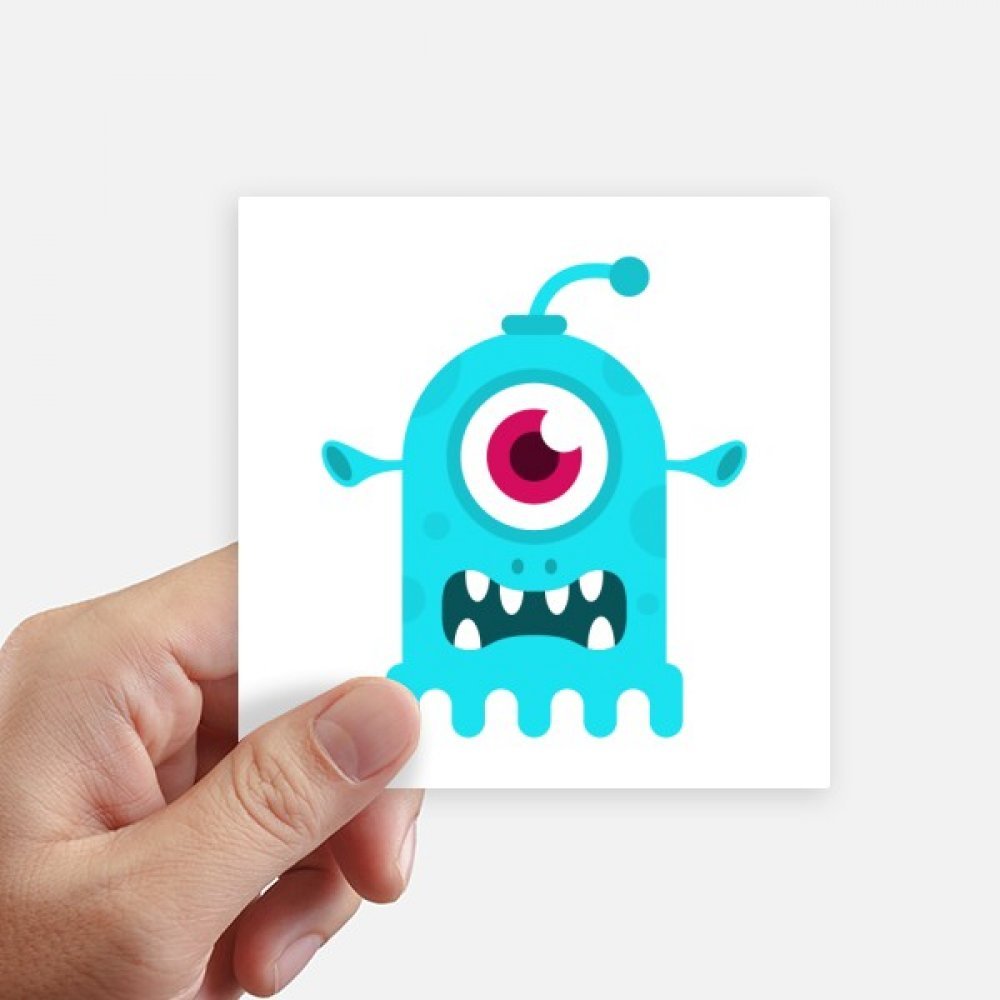 Autocollant alien bleu cyclope DIYthinker carré 10cm pour ordinateur et mur x8