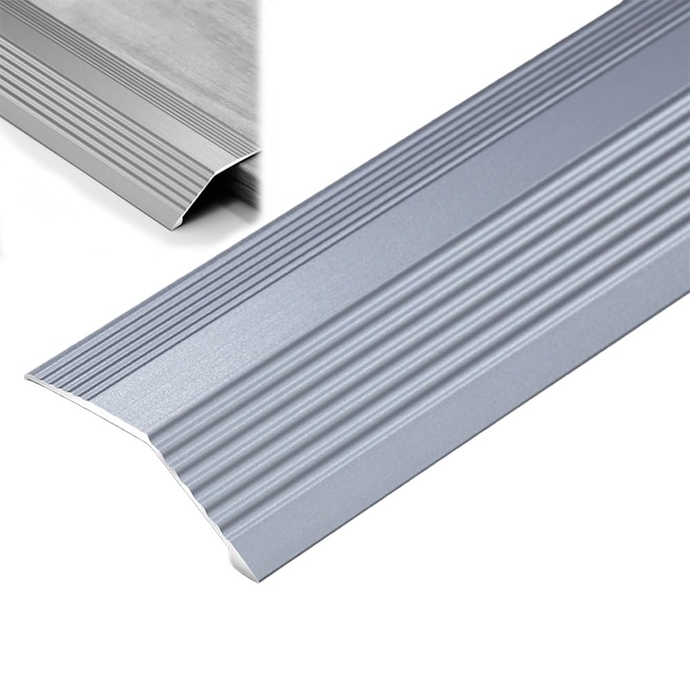 Aluminiowa listwa przejściowa do drzwi, 20 mm, reduktor krawędzi do laminatu i płytek (szara, 100 cm) - rozwiązanie progowe dla płynnego przejścia podłogowego