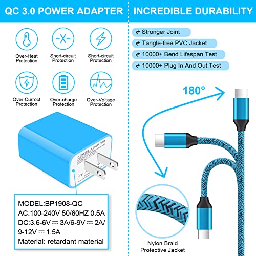 Quick Charge 3.0 Fast Charger Power Adapter Type C Charger Cable Fast Charging For Samsung Galaxy A53 A14 A13 A12 A03S A02S S23 S22 S21 S20 S23 A10E A21, Lg Stylo 6/5/4, Usb C Wall Charger With Cable #TOP5