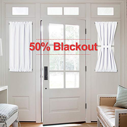 NICETOWN French Door Curtains Set of 2 - Blackout Curtain Patio Door Blinds Thermal Insulated Drapes for Glass Halloween Decor, 25W by 72L inches, Assorted Black Colors (2 Panels) Black 25"W