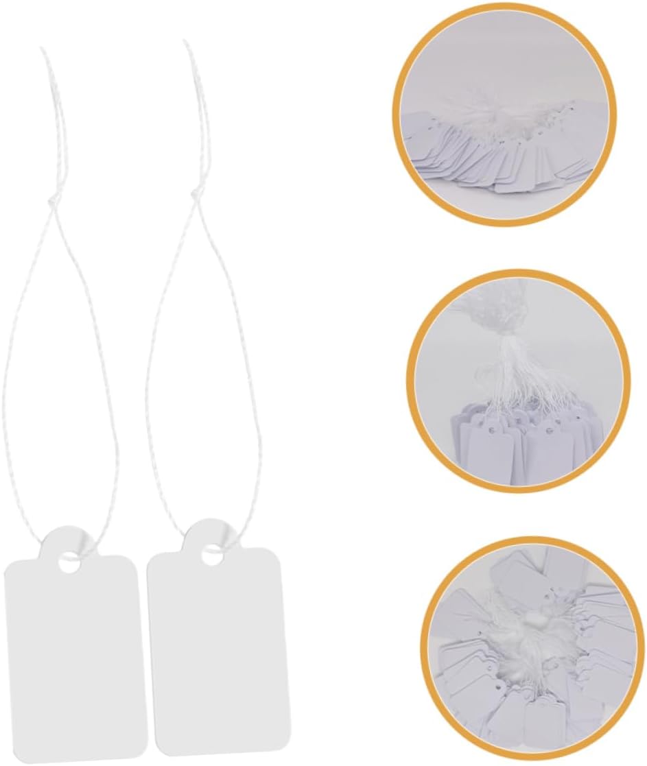KICHOUSE 1000Pcs Writable Paper Labels with String Attached for Retail Inventory Management for Weddings Parties and Present Giving