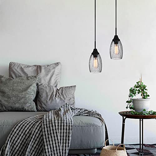 Image of Viinew Mini Glass Pendant Light,1-Pack Black Seeded Glass Pendant Light