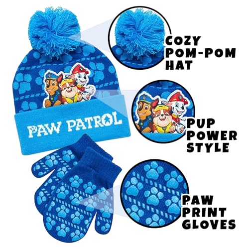 Image of Nickelodeon Paw Patrol Boys Winter Hat and Mitten or Glove Set (Age 2-7)