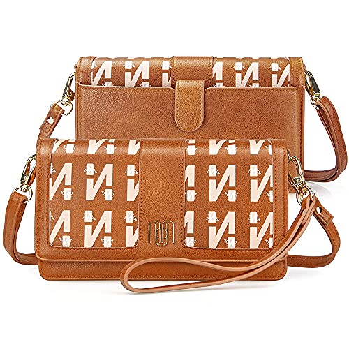 Nuoku Brown Small Crossbody Bags + Black Wristlet Clutch Wallet Purses For Women thumb #1