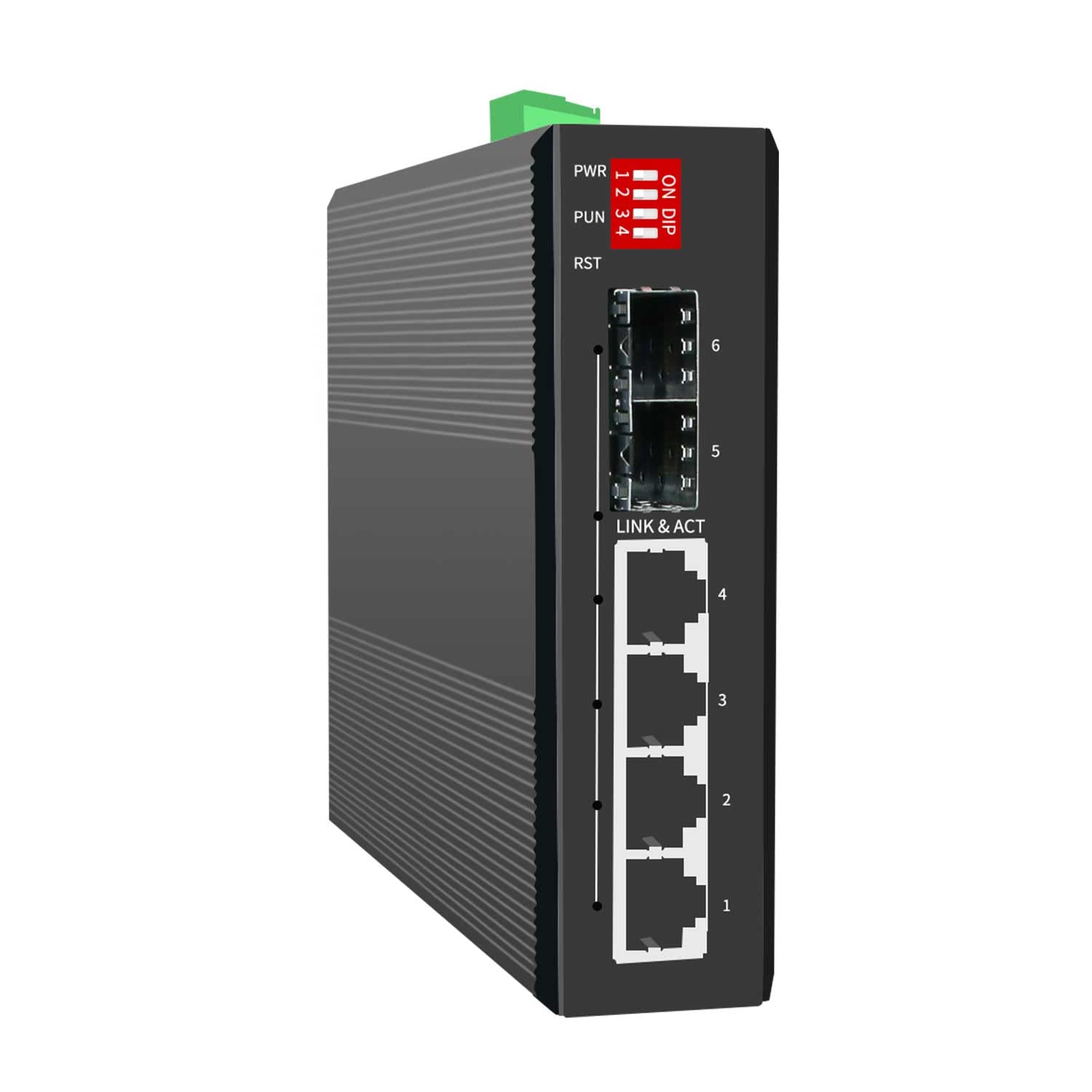 ADOP ADVANCED OPTICAL TECHNOLOGY 4-Port Hardened Industrial Gigabit 2+ Managed DIN-Rail Switch, 4x10/100/1000 Base-TX +2x1000Base-FX SFP 6X, Network Ethernet Gigabit Not with PoE+ Switch