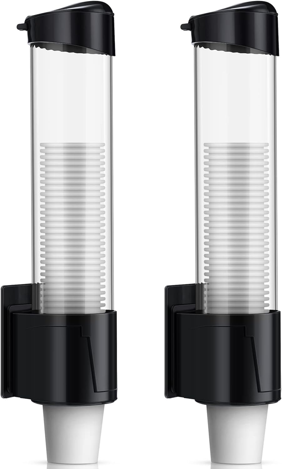 Cup Dispenser, 2 Pieces Pull Type Automatic Remover, Fit 5 oz to 7oz Plastic Water Machine Cup Holder, Wall Mount Bathroom Paper Cup Holder Dispenser for Home Hospital Disposable Paper