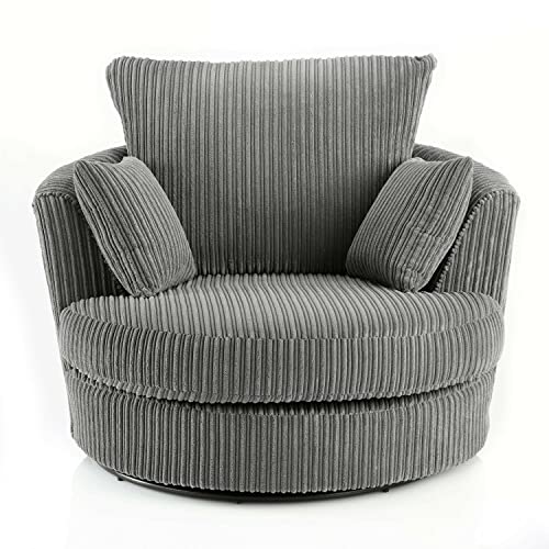 Image of Dylan Jumbo Cord Fabric Sofa (Grey, Swivel Chair)