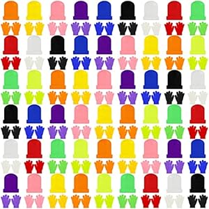Xtinmee 100 piezas de gorro y guantes de invierno para niños, gorro de punto cálido elástico, guantes de dedos completos, unisex, para clima frío