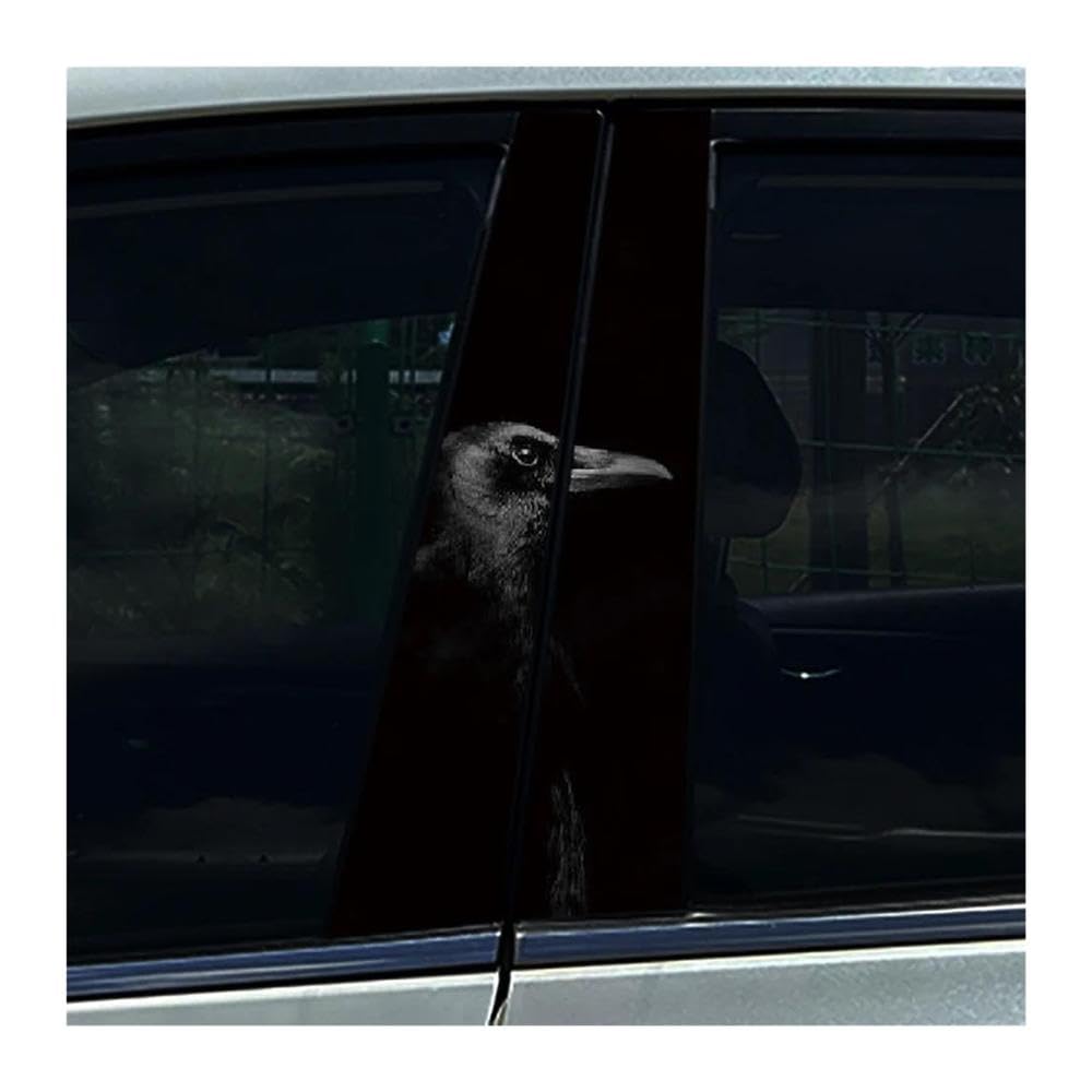 Body Parts 2PCS Raven Crow Car Center Pillar Sticker Waterproof Decals Creative Occlusion Scratch Decor(C)