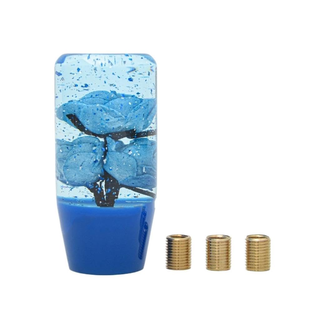 HYASDBWE Flower Gear Shift Knob Universal 10CM Car Manual Transparent Acrylic Flower Gear Stick Shifter Gear Shifter Parts(Blue)