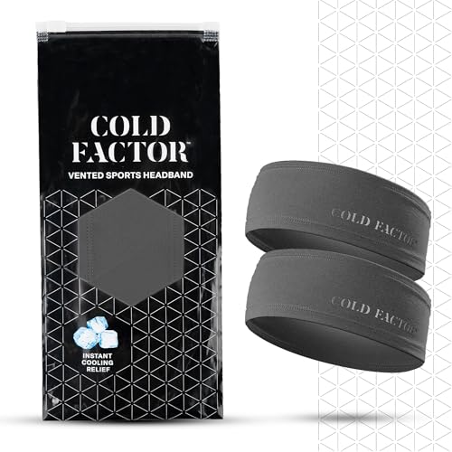 Cold Factor Vented Headband, Headbands for Men & Women, Gray, 2 Pack